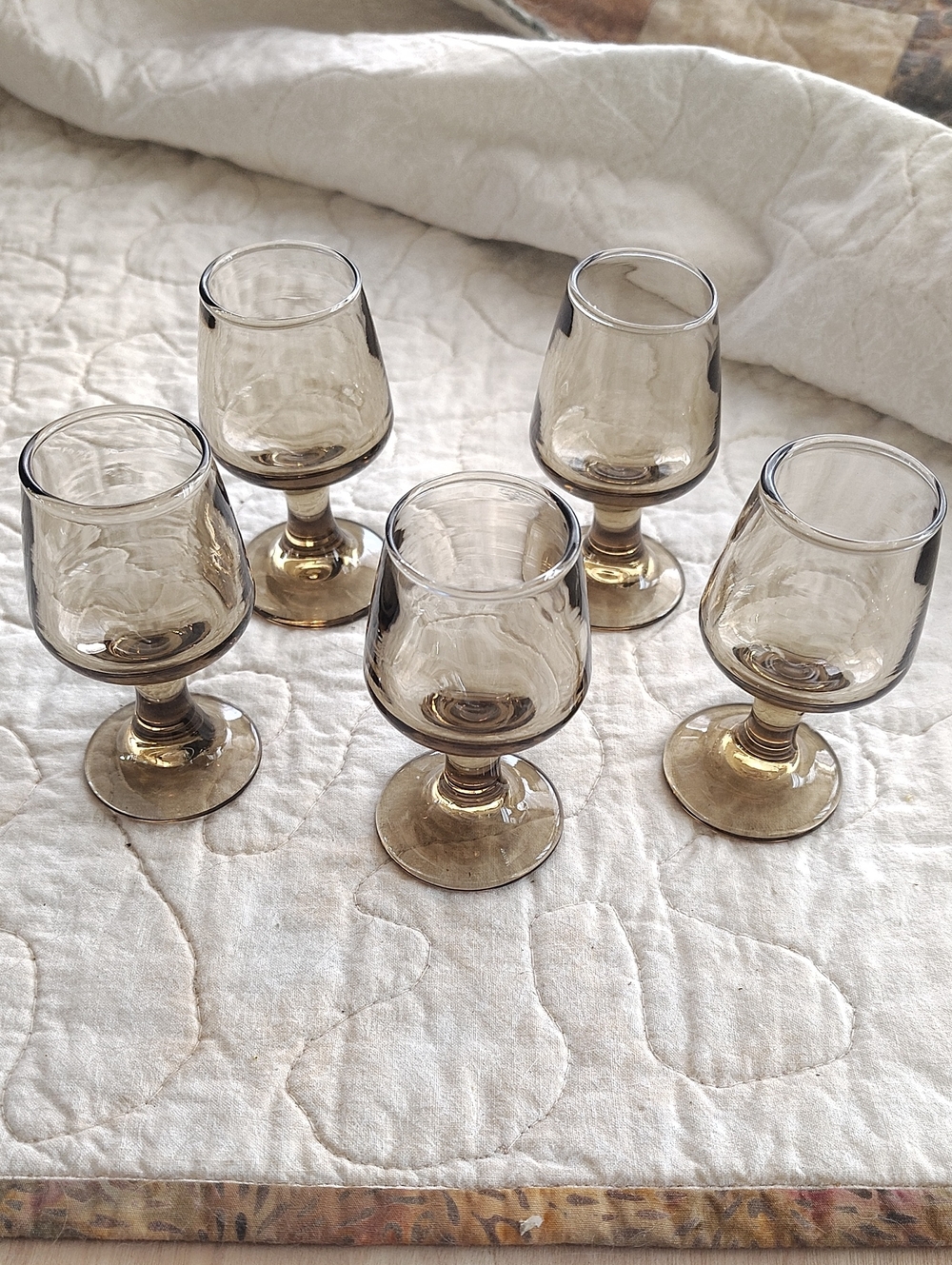 1970s Libbey Glass Tawny Accent Mini Cordial Glasses, Set of 5